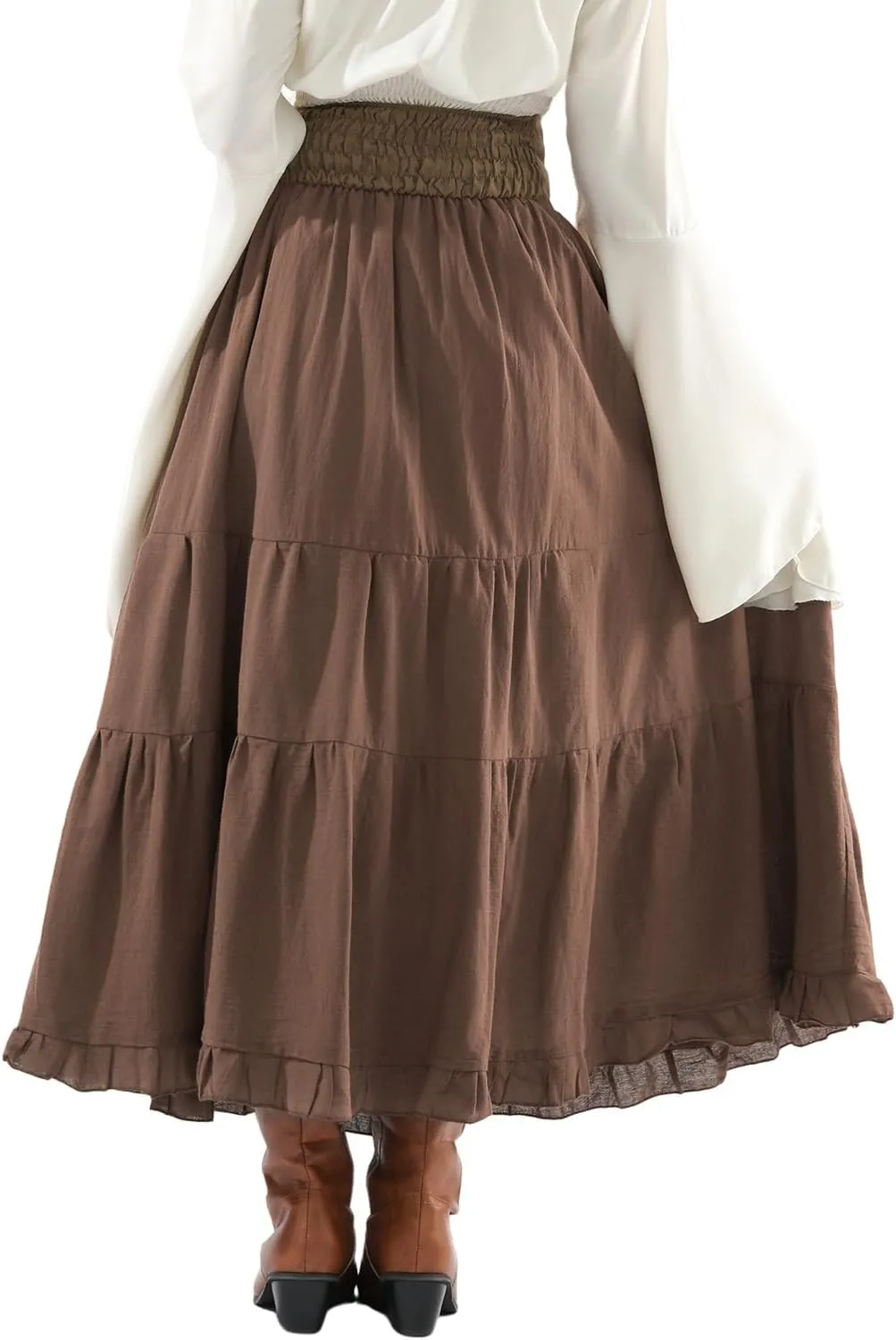 CR ROLECOS Womens Renaissance Skirt Victorian Lace-up High Waist Peasant Long Skirt