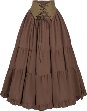CR ROLECOS Womens Renaissance Skirt Victorian Lace-up High Waist Peasant Long Skirt