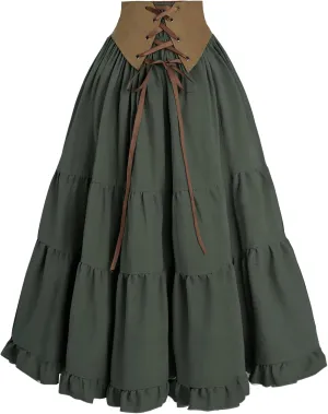 CR ROLECOS Womens Renaissance Skirt Victorian Lace-up High Waist Peasant Long Skirt