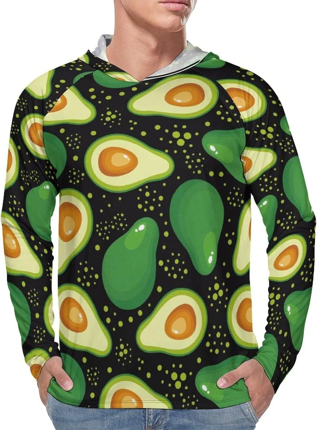 Cute Cartoon Avocado (2) Men's Quick Dry Long Sleeve Shirts UV Sun Protection Moisture Wicking T-Shirt