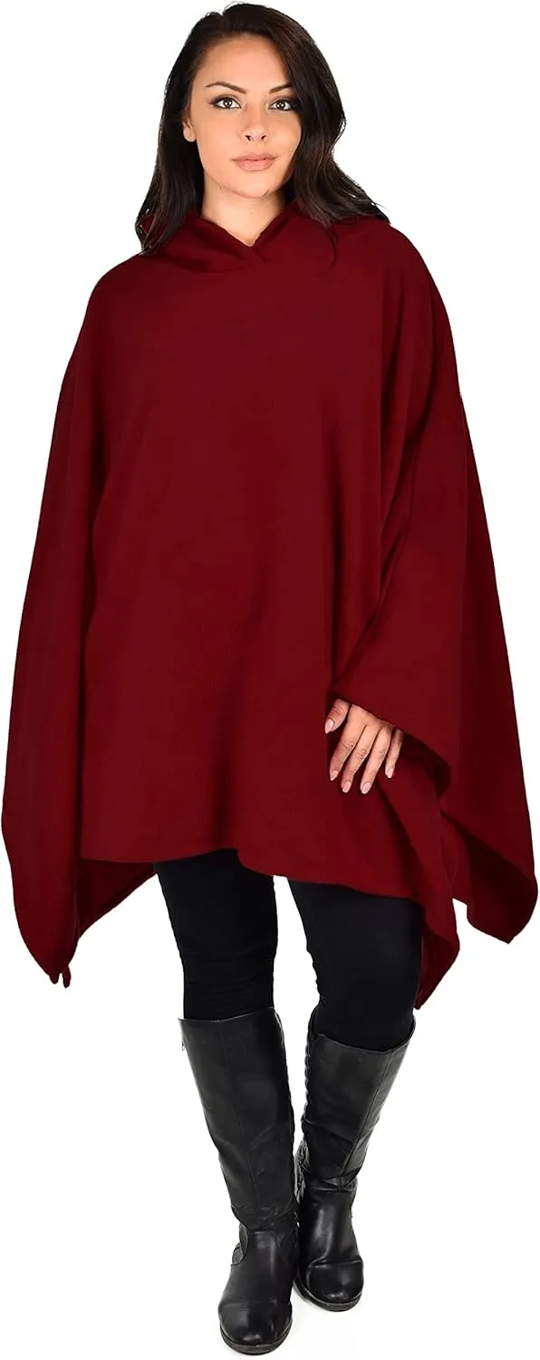 Dare2BStylish Women Poncho Style Hoodie Sweater Fleece Cover Up for Cold Weather