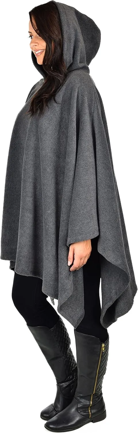 Dare2BStylish Women Poncho Style Hoodie Sweater Fleece Cover Up for Cold Weather