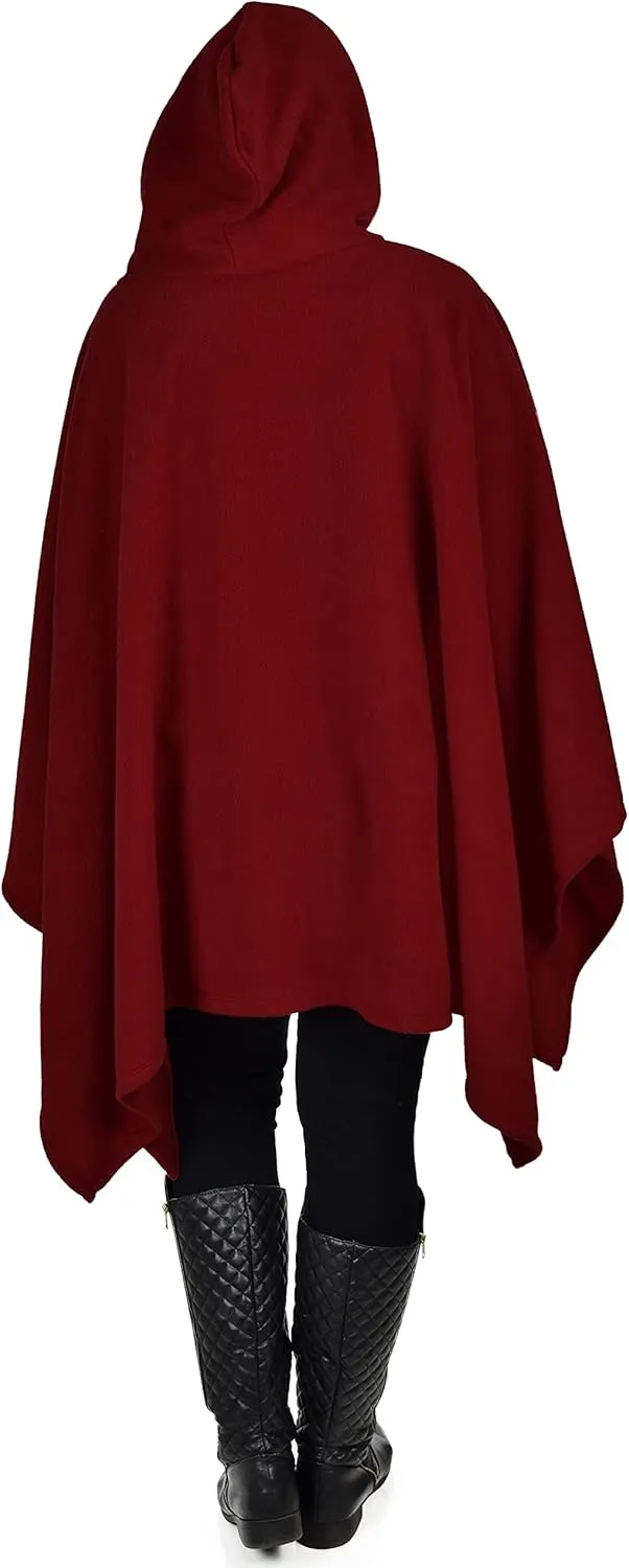 Dare2BStylish Women Poncho Style Hoodie Sweater Fleece Cover Up for Cold Weather