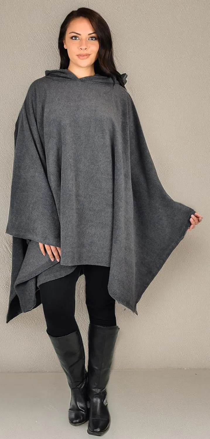 Dare2BStylish Women Poncho Style Hoodie Sweater Fleece Cover Up for Cold Weather