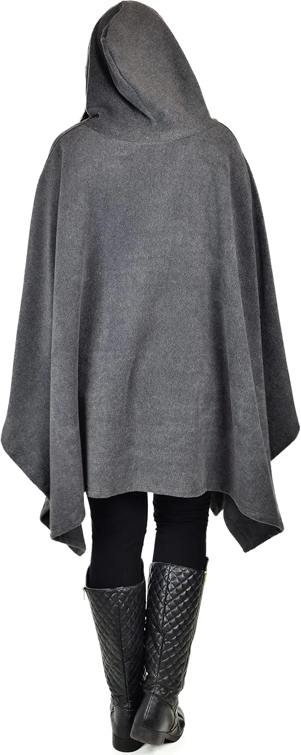 Dare2BStylish Women Poncho Style Hoodie Sweater Fleece Cover Up for Cold Weather