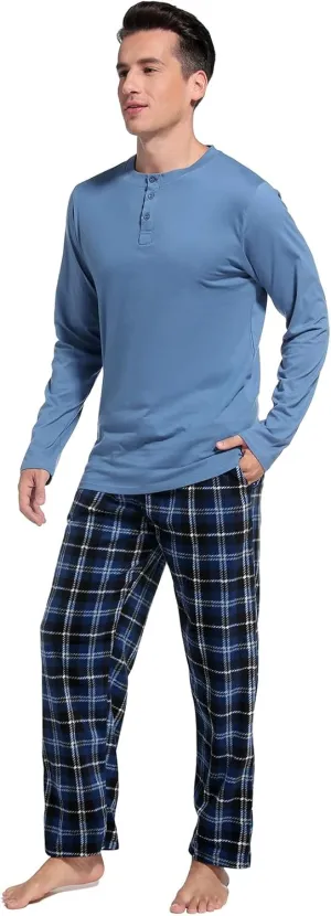 DG Hill Pajama Pants Men - Flannel Pajama Pants Fleece PJS Sets Cotton Top - Mens Pajama Set PJ Sleep Pant Loungewear Sets