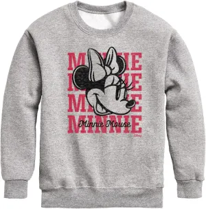 Disney Minnie, Minnie, Minnie Mouse - Youth Crewneck Fleece Sweatshirt