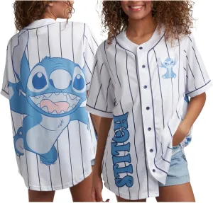 Disney Womens Baseball Jersey - Mickey Mouse Lightning McQueen Marie, Lilo and Stitch Womens Baseball Shirt (Sizes: S-XL)