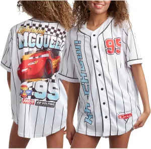 Disney Womens Baseball Jersey - Mickey Mouse Lightning McQueen Marie, Lilo and Stitch Womens Baseball Shirt (Sizes: S-XL)