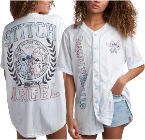 Disney Womens Baseball Jersey - Mickey Mouse Lightning McQueen Marie, Lilo and Stitch Womens Baseball Shirt (Sizes: S-XL)