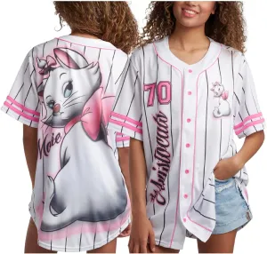 Disney Womens Baseball Jersey - Mickey Mouse Lightning McQueen Marie, Lilo and Stitch Womens Baseball Shirt (Sizes: S-XL)