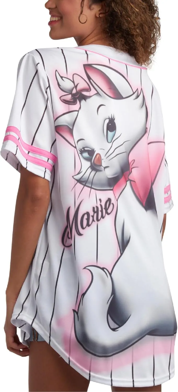 Disney Womens Baseball Jersey - Mickey Mouse Lightning McQueen Marie, Lilo and Stitch Womens Baseball Shirt (Sizes: S-XL)