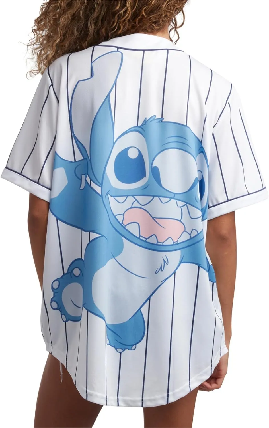 Disney Womens Baseball Jersey - Mickey Mouse Lightning McQueen Marie, Lilo and Stitch Womens Baseball Shirt (Sizes: S-XL)