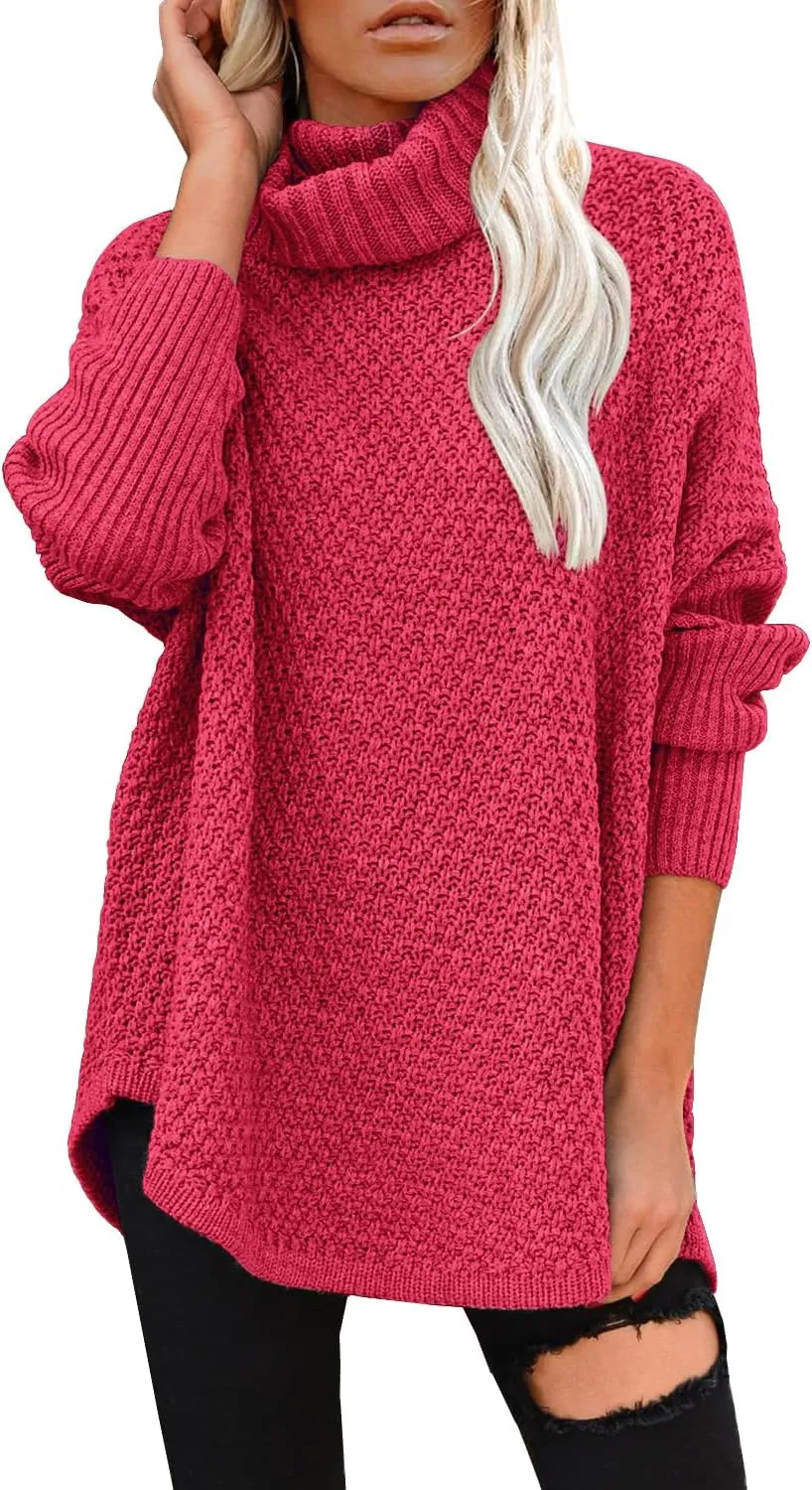 DOROSE Women's Oversized Turtleneck Long Sleeve Casual Pullover Knit Tunic Sweater