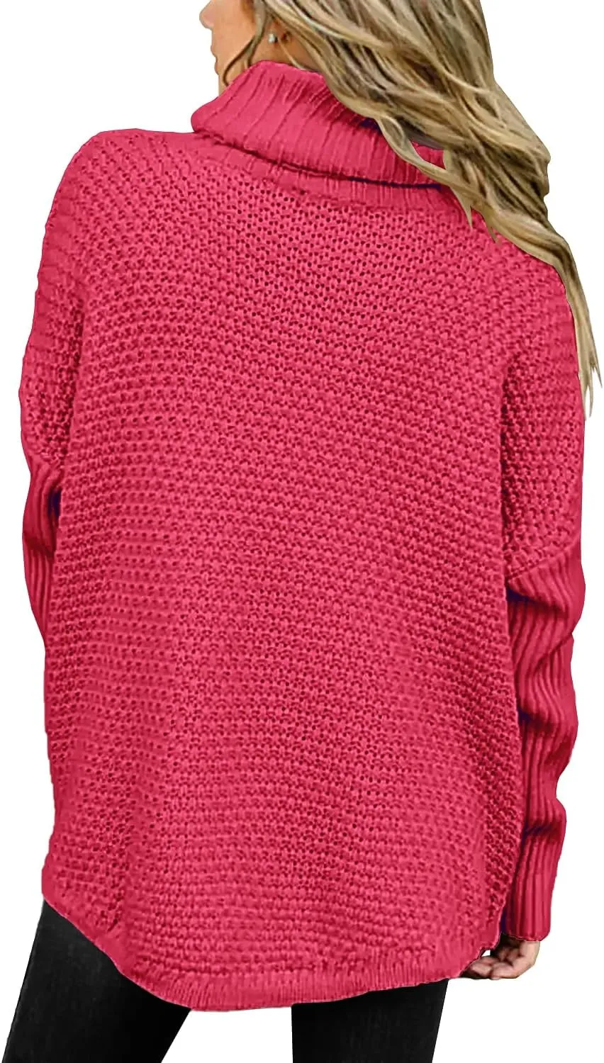DOROSE Women's Oversized Turtleneck Long Sleeve Casual Pullover Knit Tunic Sweater