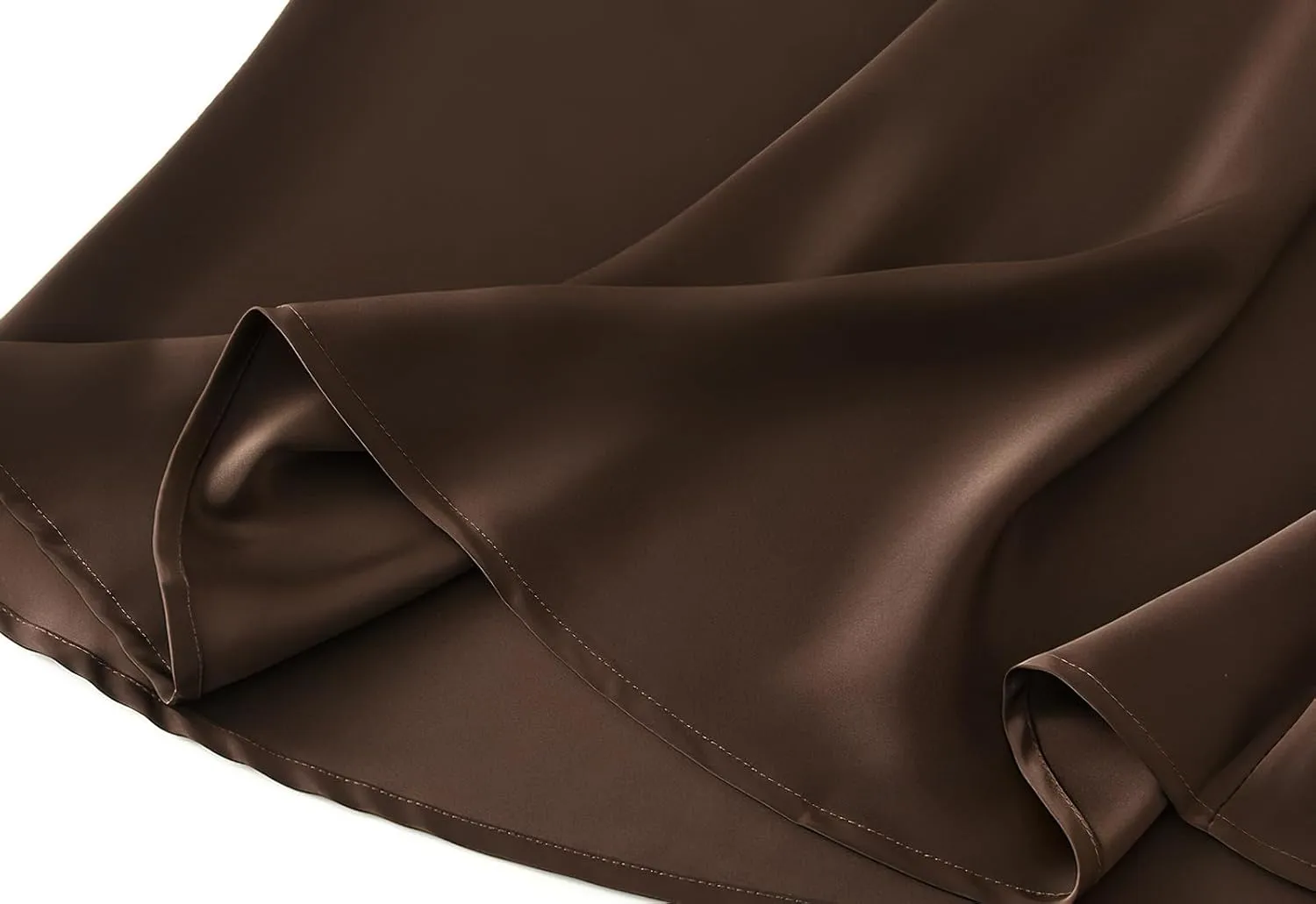 ebossy Women's Elegant Satin Silk Fishtai Skirt A-line Slim Flared Mermaid Mid Long Skirt