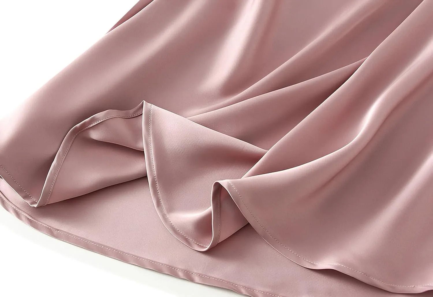 ebossy Women's Elegant Satin Silk Fishtai Skirt A-line Slim Flared Mermaid Mid Long Skirt