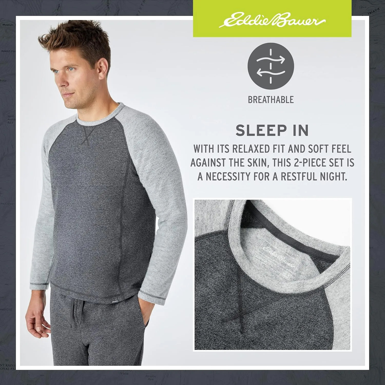 Eddie Bauer Mens Pajama Sets - Long Sleeve Shirt and Pants Sleepwear Set for Men | Ultra Soft and Warm Mens PJ Sets