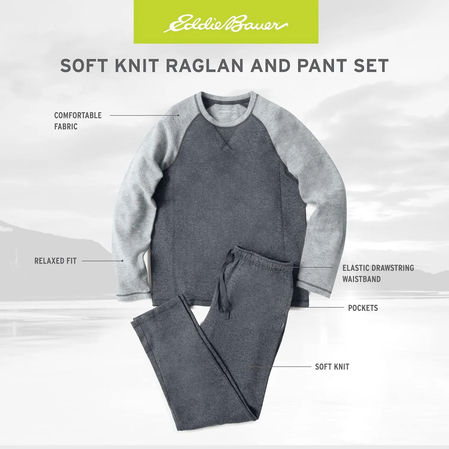 Eddie Bauer Mens Pajama Sets - Long Sleeve Shirt and Pants Sleepwear Set for Men | Ultra Soft and Warm Mens PJ Sets