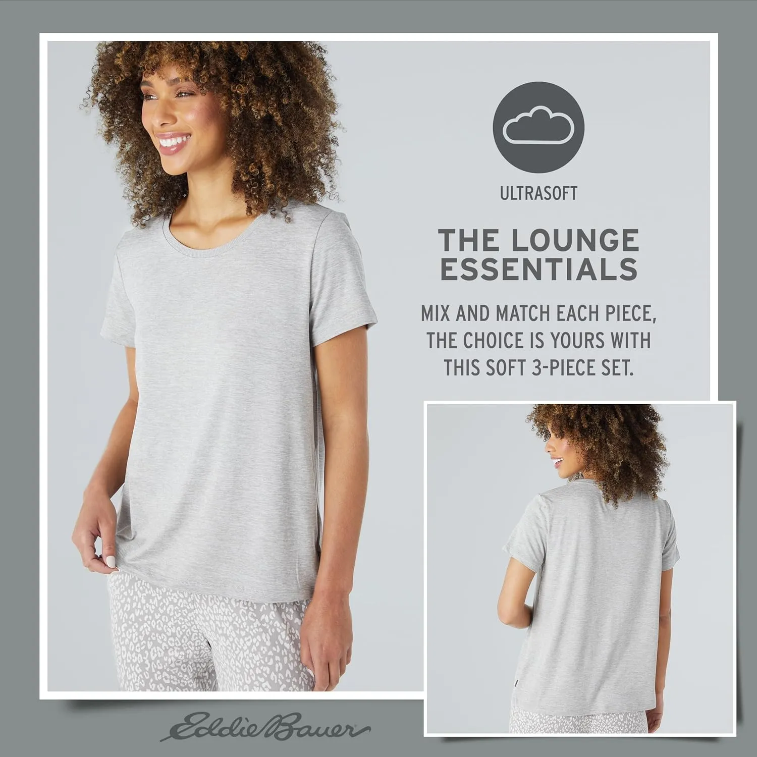 Eddie Bauer Womens Pajama Set  3 Piece Sleepwear Set - Bathrobe, T-Shirt, and Lounge Pants Set for Women (S-XXL)