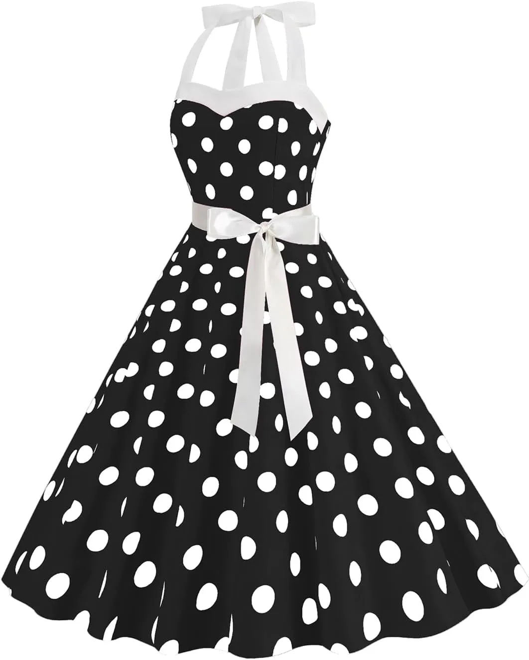 EFOFEI Women's Slim Fit Audrey Hepburn Dress Summer Vintage Sleeveless Dress Festival Party Halter Neck Dress