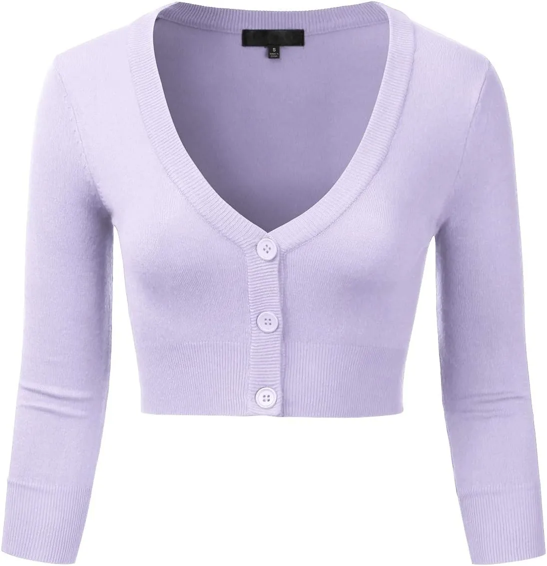 EIMIN Women's Button Down 3/4 Sleeve Cropped Bolero Cardigan Sweater (S-3XL)