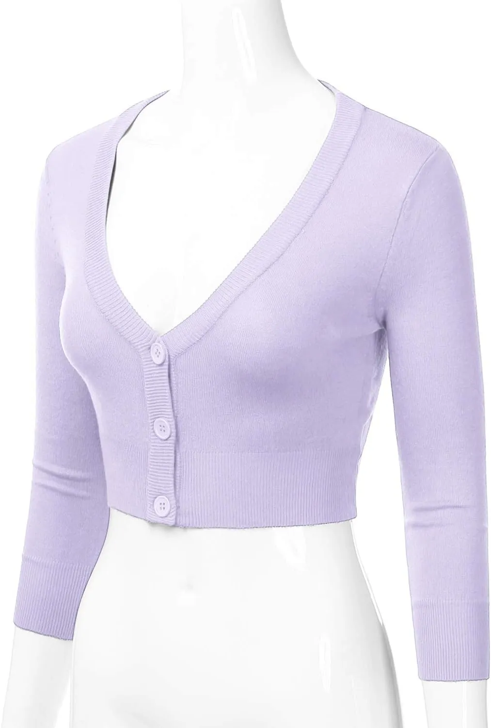 EIMIN Women's Button Down 3/4 Sleeve Cropped Bolero Cardigan Sweater (S-3XL)