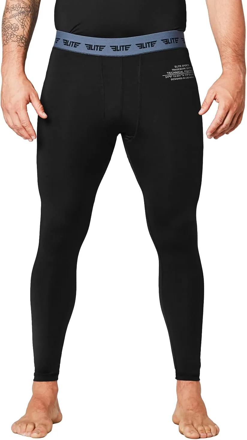 Elite Sports Mens BJJ Spats Leggings Tights, Best Jiu Jitsu MMA no Gi spat Compression Pants for Men