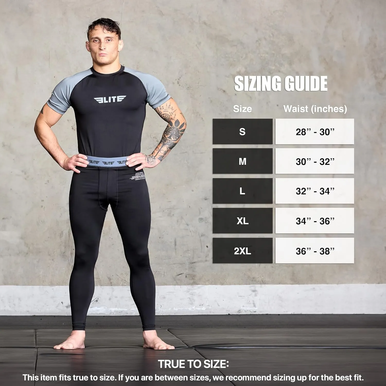 Elite Sports Mens BJJ Spats Leggings Tights, Best Jiu Jitsu MMA no Gi spat Compression Pants for Men