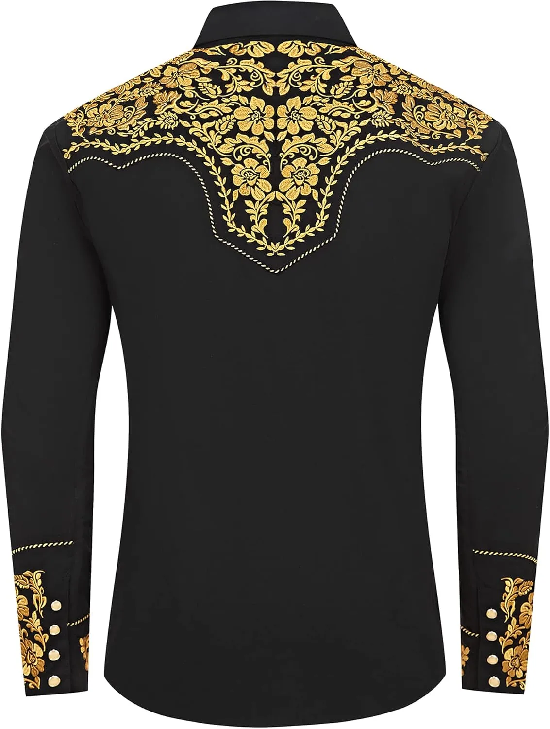 Embroidered Western Cowboy Shirts for Men Snap Button Long Sleeve Shirt with Western Cowboy Embroidery