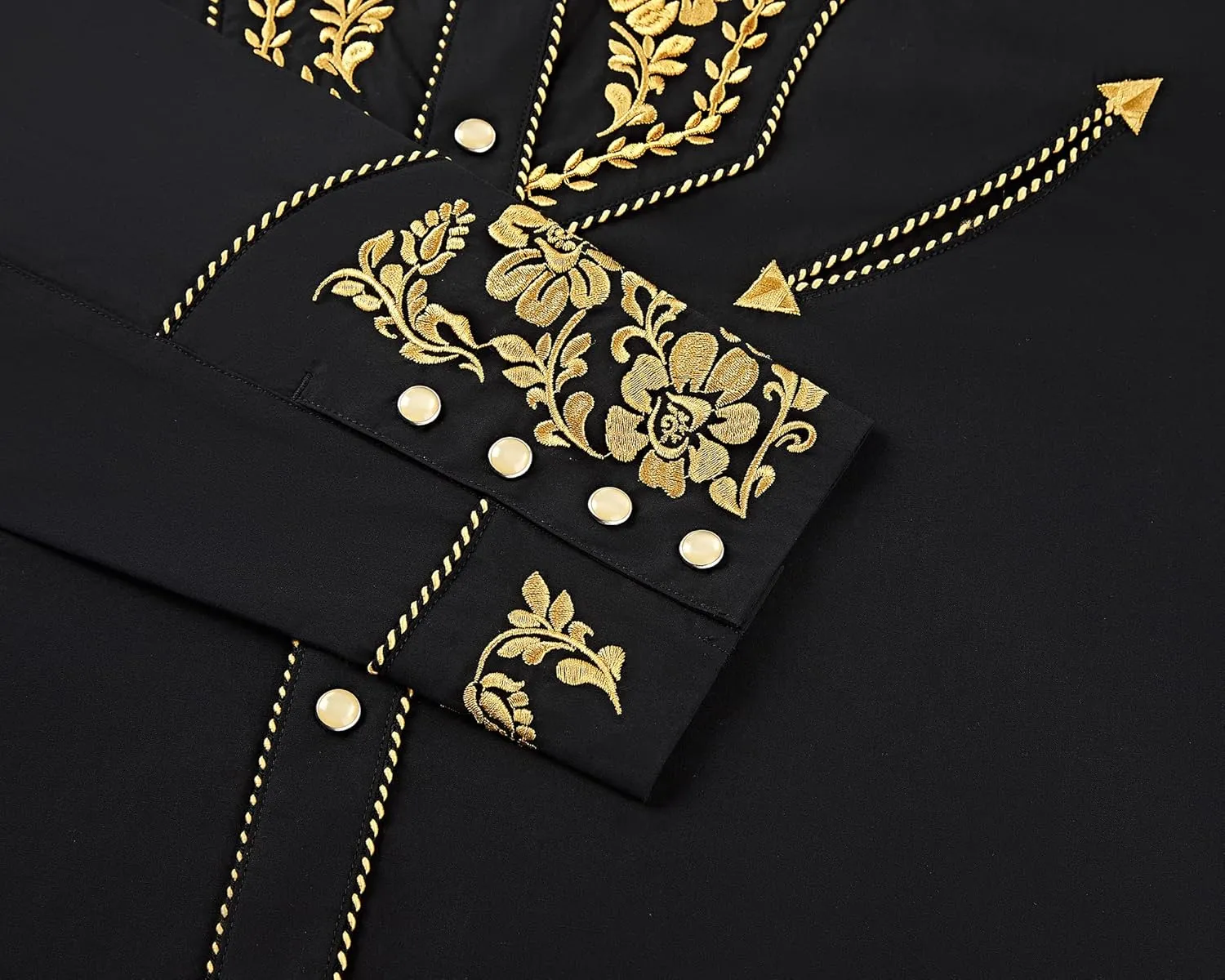 Embroidered Western Cowboy Shirts for Men Snap Button Long Sleeve Shirt with Western Cowboy Embroidery