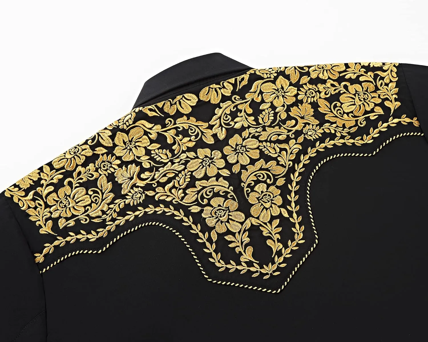 Embroidered Western Cowboy Shirts for Men Snap Button Long Sleeve Shirt with Western Cowboy Embroidery