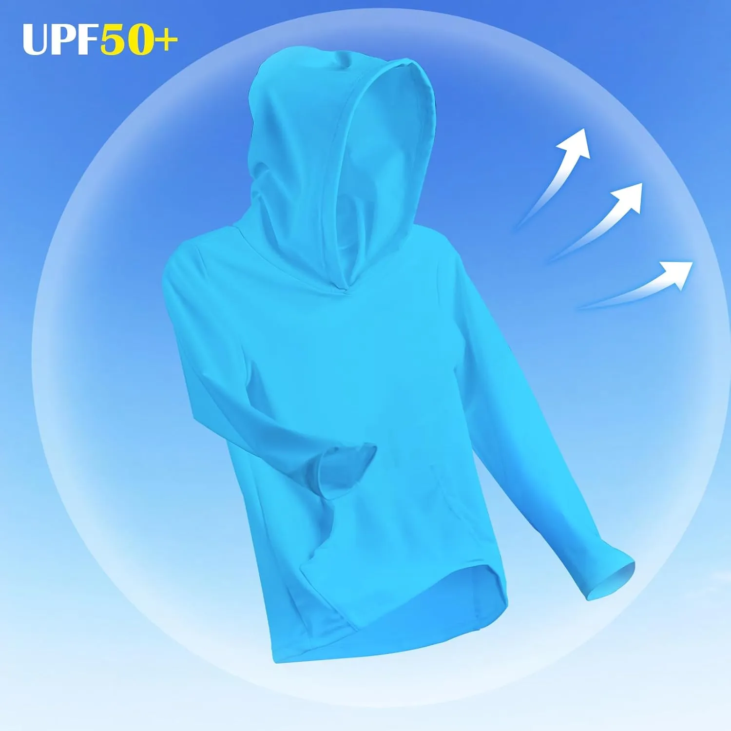 ESTAMICO Boys Hooded Rash Guard Shirts Kids Long Sleeves Quick Dry Surf Shirt UPF 50  Sun Protection Swimwear for 2-12 Years