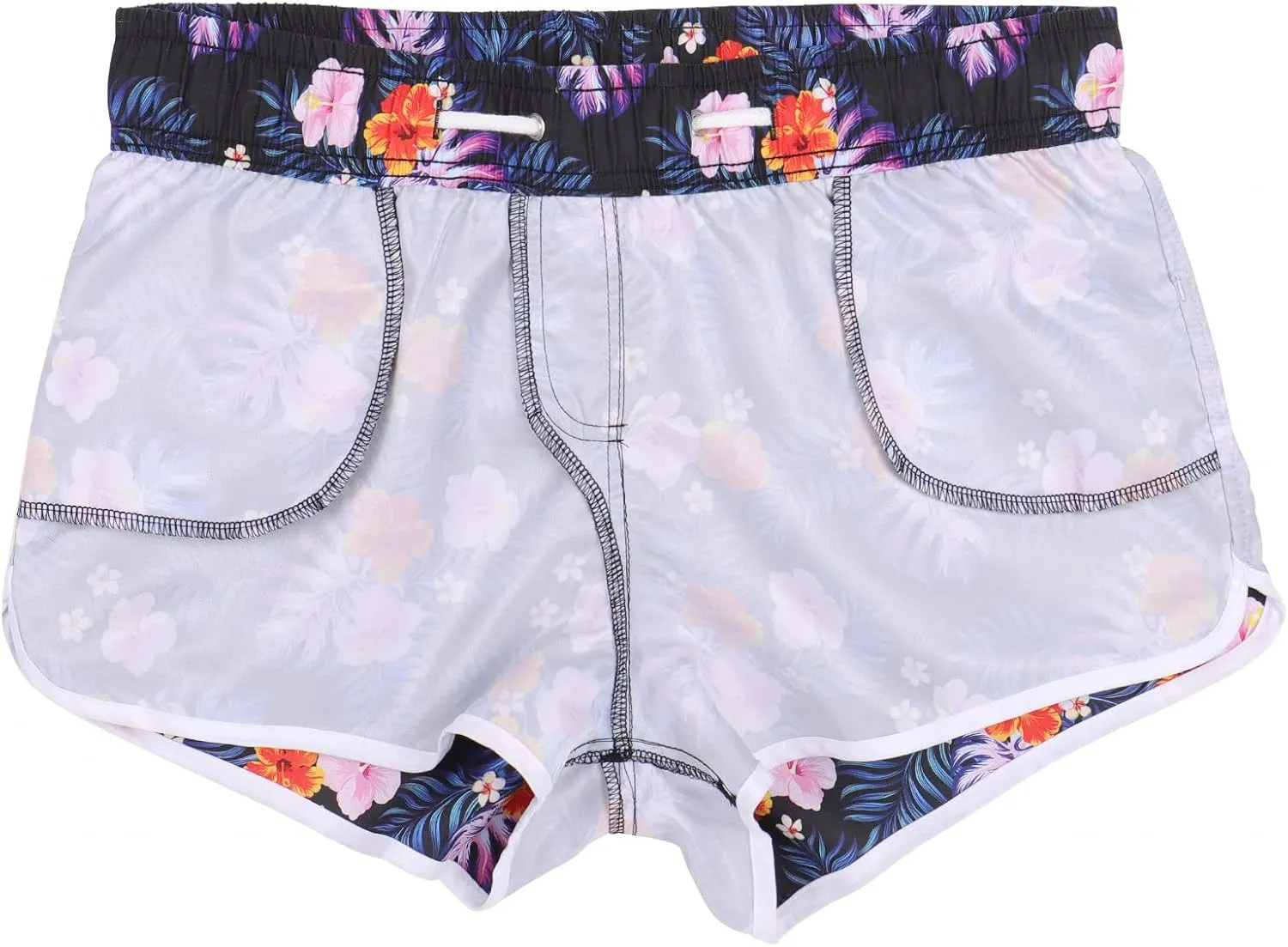ESTAMICO Women Board Shorts with Liner Quick Dry UPF 50  Drawstring Floral Print Swim Trunk with Pockets