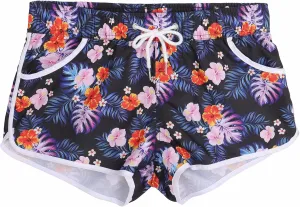 ESTAMICO Women Board Shorts with Liner Quick Dry UPF 50  Drawstring Floral Print Swim Trunk with Pockets
