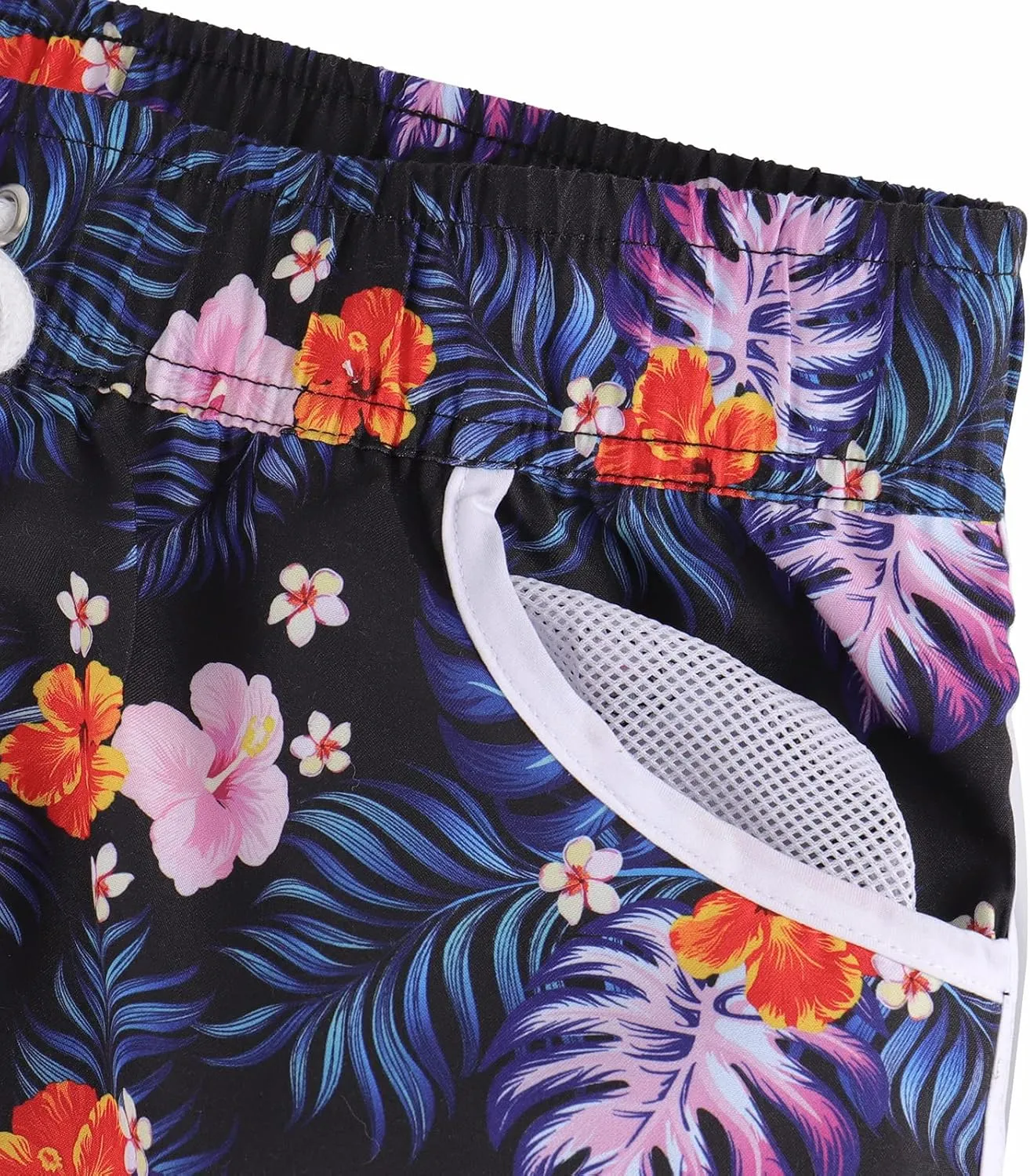 ESTAMICO Women Board Shorts with Liner Quick Dry UPF 50  Drawstring Floral Print Swim Trunk with Pockets