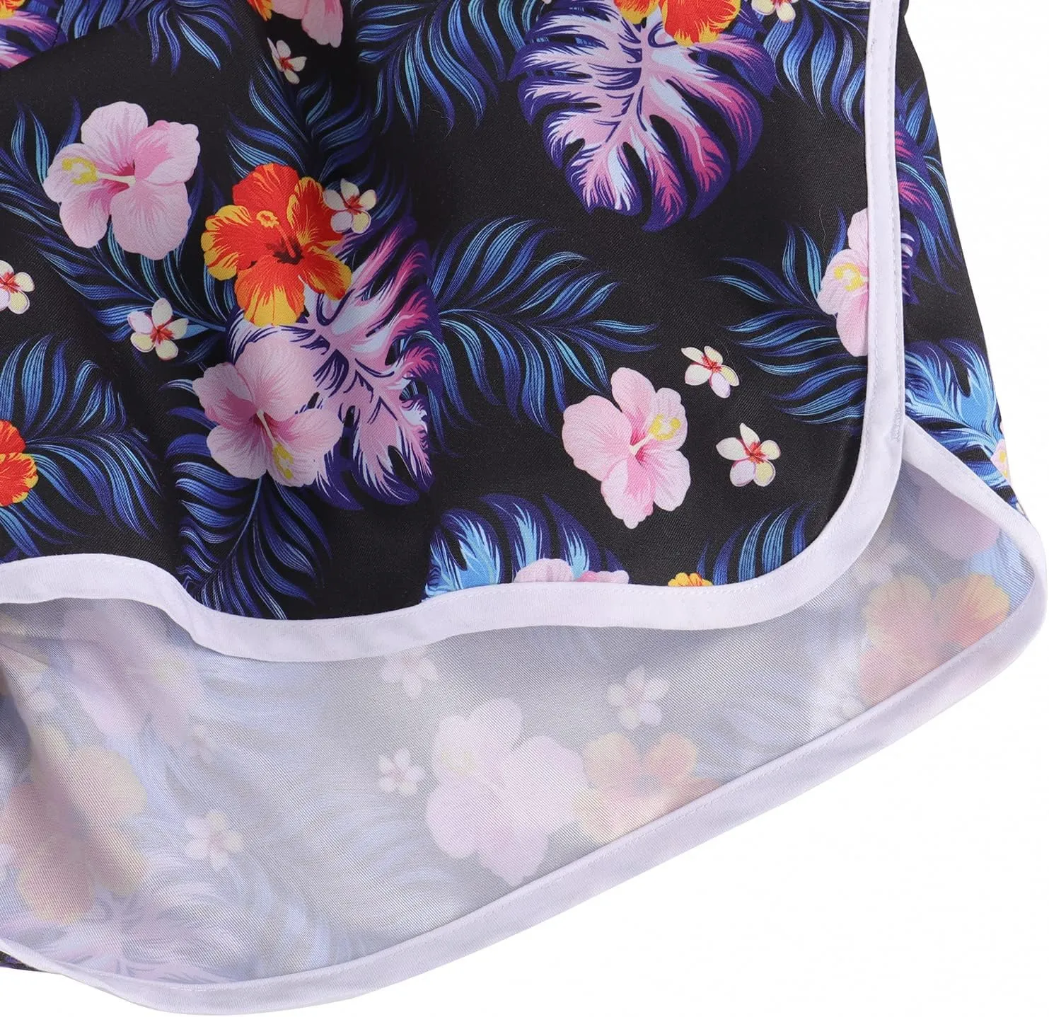 ESTAMICO Women Board Shorts with Liner Quick Dry UPF 50  Drawstring Floral Print Swim Trunk with Pockets