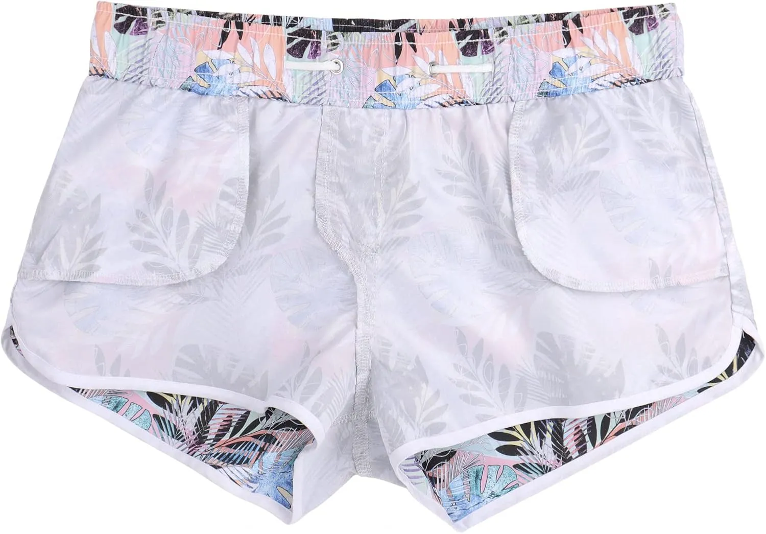ESTAMICO Women Board Shorts with Liner Quick Dry UPF 50  Drawstring Floral Print Swim Trunk with Pockets