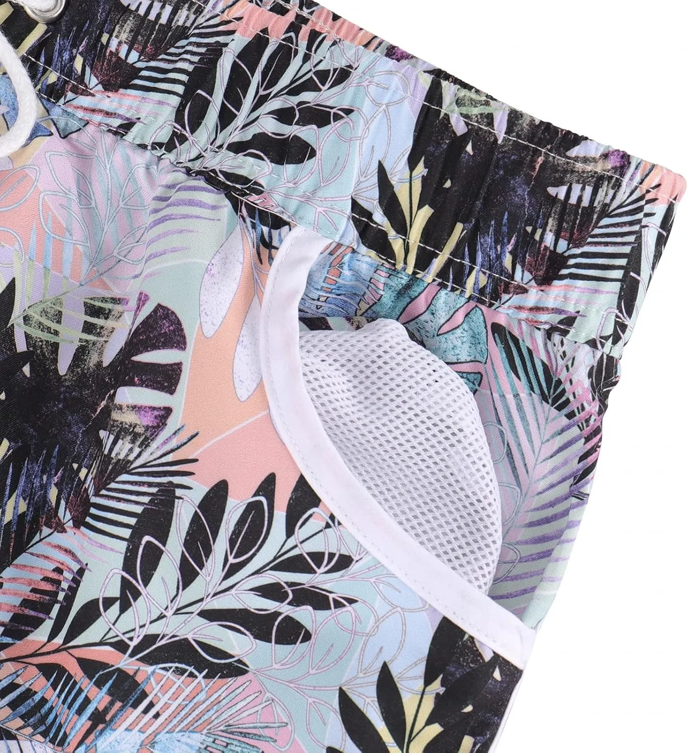 ESTAMICO Women Board Shorts with Liner Quick Dry UPF 50  Drawstring Floral Print Swim Trunk with Pockets