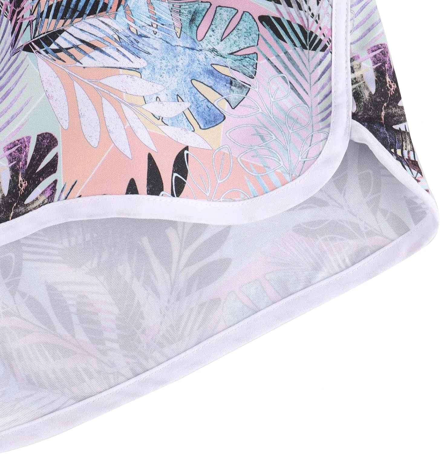 ESTAMICO Women Board Shorts with Liner Quick Dry UPF 50  Drawstring Floral Print Swim Trunk with Pockets