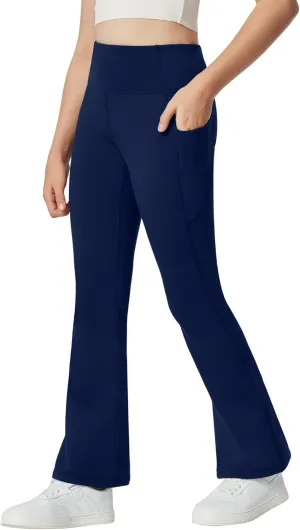 Ewedoos Girls Fleece Lined Flare Leggings with Pockets Cute Preppy Clothes for Girls Yoga Pants Bell Bottoms