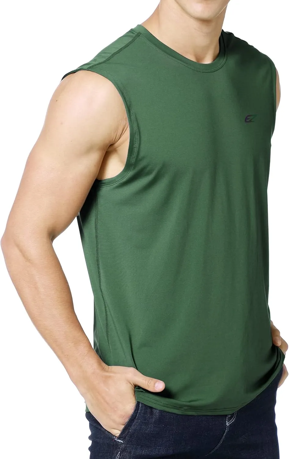 EZRUN Men's Workout Sleeveless Shirts Quick Dry Muscle Swim Shirt Gym Fitness Running Beach Tank Tops