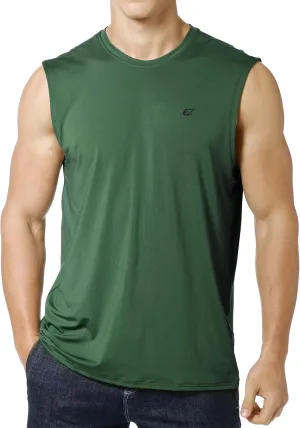 EZRUN Men's Workout Sleeveless Shirts Quick Dry Muscle Swim Shirt Gym Fitness Running Beach Tank Tops