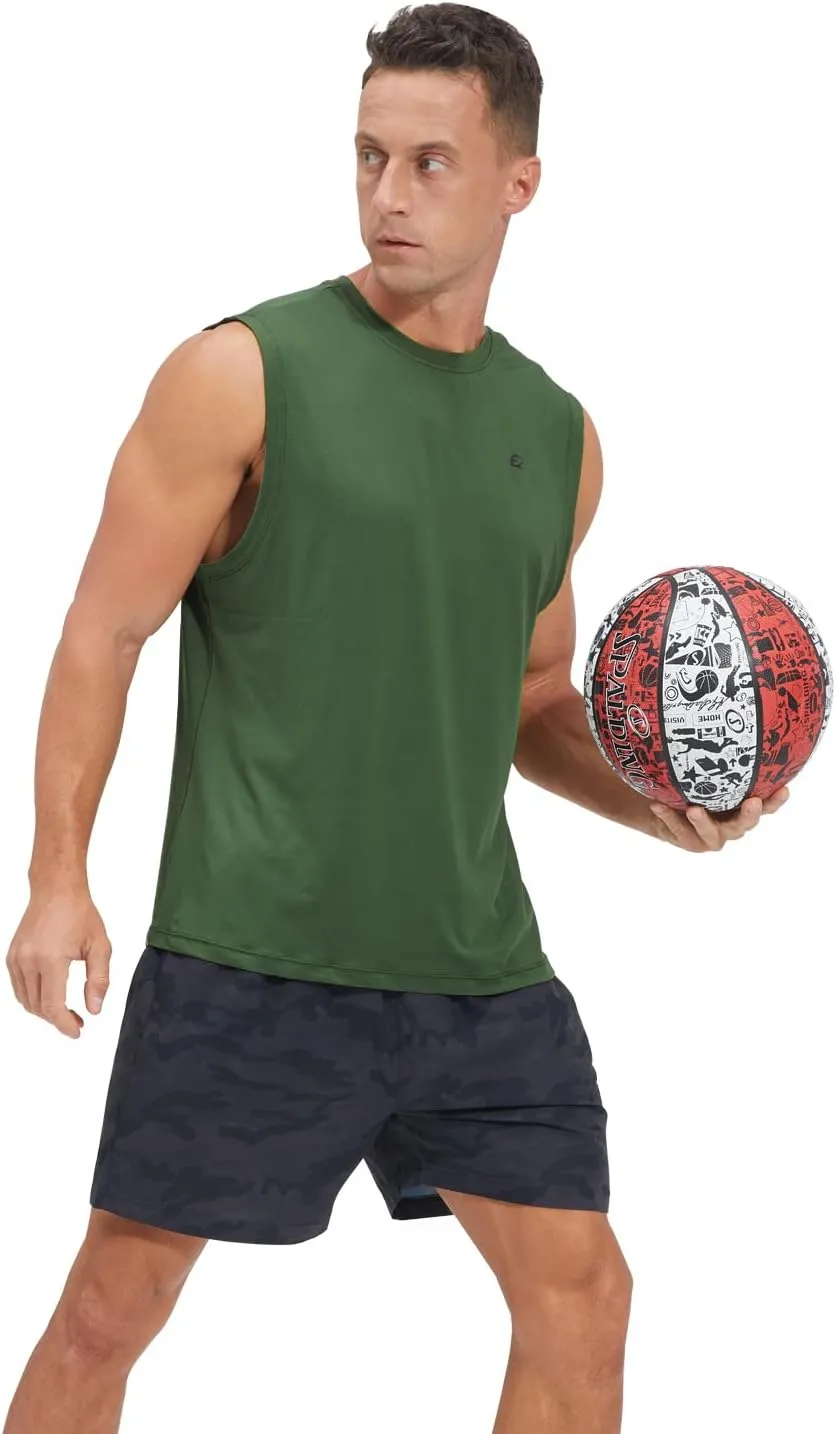 EZRUN Men's Workout Sleeveless Shirts Quick Dry Muscle Swim Shirt Gym Fitness Running Beach Tank Tops