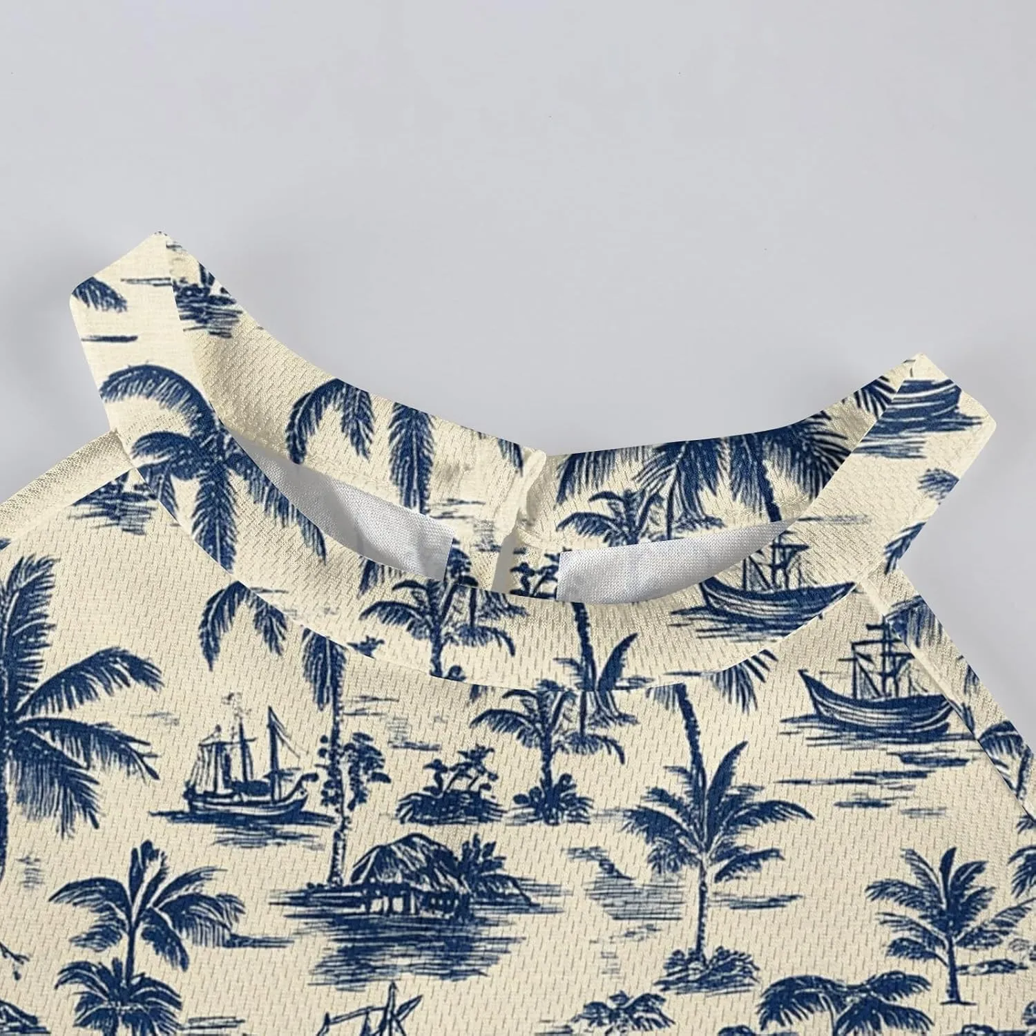 Family Matching Hawaiian Outfits, Dad and Son Beach Vacation Polo Button Down Shirts Mommy Daughter Dress