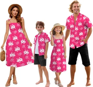 Family Matching Hawaiian Outfits, Dad and Son Beach Vacation Shirts Mommy Daughter Dress, 2T - X-Large