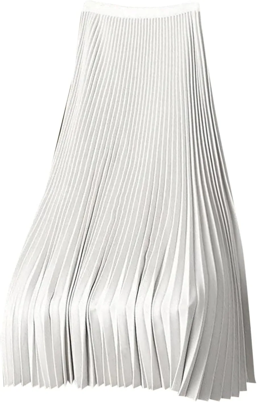 fartey Womens Satin Skirt High Elastic Waist Pleated Midi Skirts Long Swing Ruffled Flare Casual Fall Winter Skirt