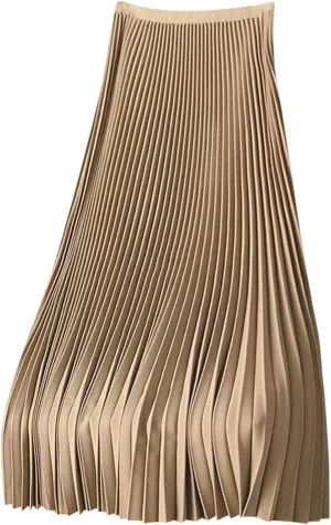 fartey Womens Satin Skirt High Elastic Waist Pleated Midi Skirts Long Swing Ruffled Flare Casual Fall Winter Skirt