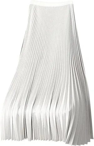 fartey Womens Satin Skirt High Elastic Waist Pleated Midi Skirts Long Swing Ruffled Flare Casual Fall Winter Skirt