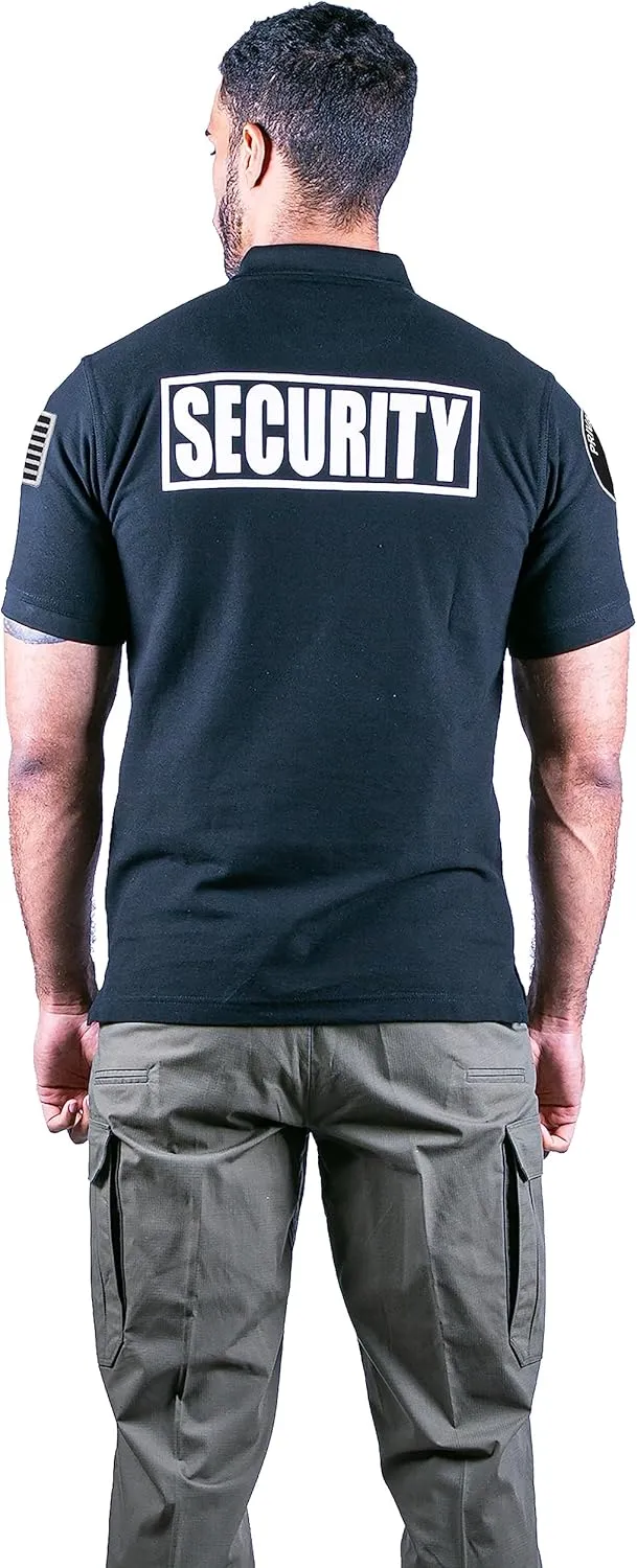 First Class Polyester Tactical Security Polo Shirts with Embroidered Patches and Printed ID for Security Guard